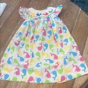 Colorful Smocked Whale Print Dress